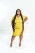 Yellow Ruched Midi Dress | Plus Size